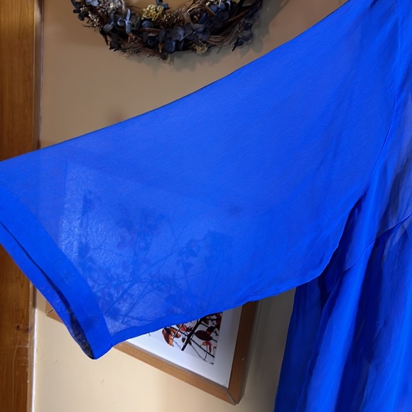 Vintage ROMANS Size 2X Blue Transparent Chiffon ButtonFront Blouse Layering Top - Picture 8 of 8